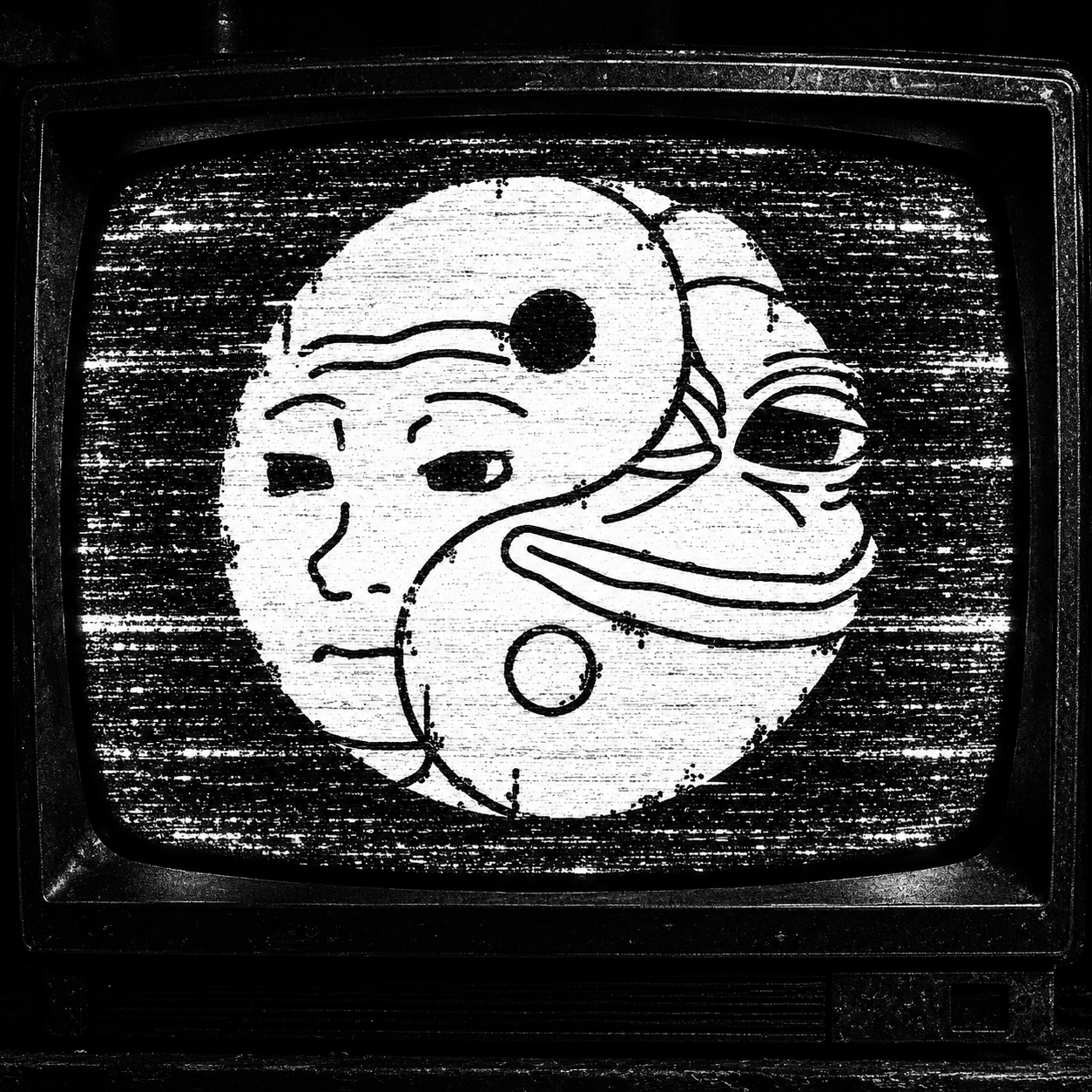 Meme Yin Yang on a CRT screen