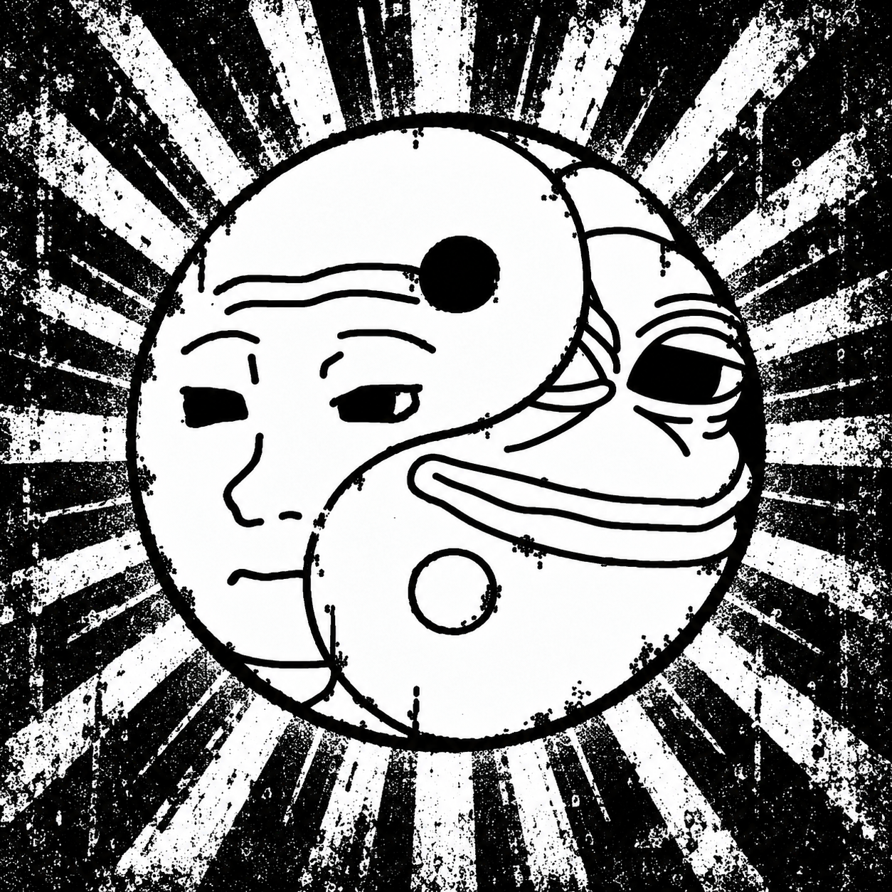 Meme Yin Yang in radial rays